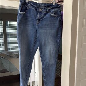 Maurices Blue Skinny Jeans with Medium Wash and Subtle Fading